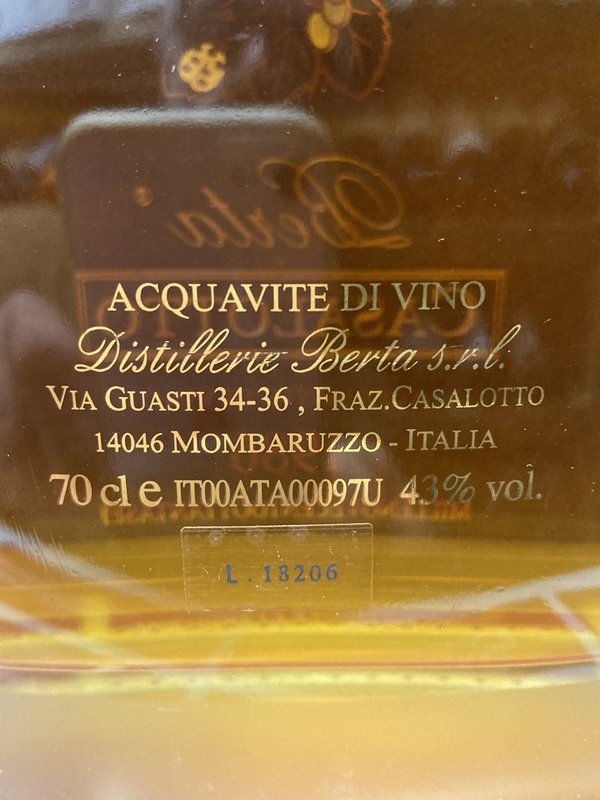 Berta - Acquavite Casalotto Riserva 1986 Brandy 0,7 L in OHK
